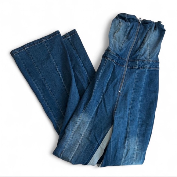 Mono denim sweetheart jumpsuit - Picture 3 of 7